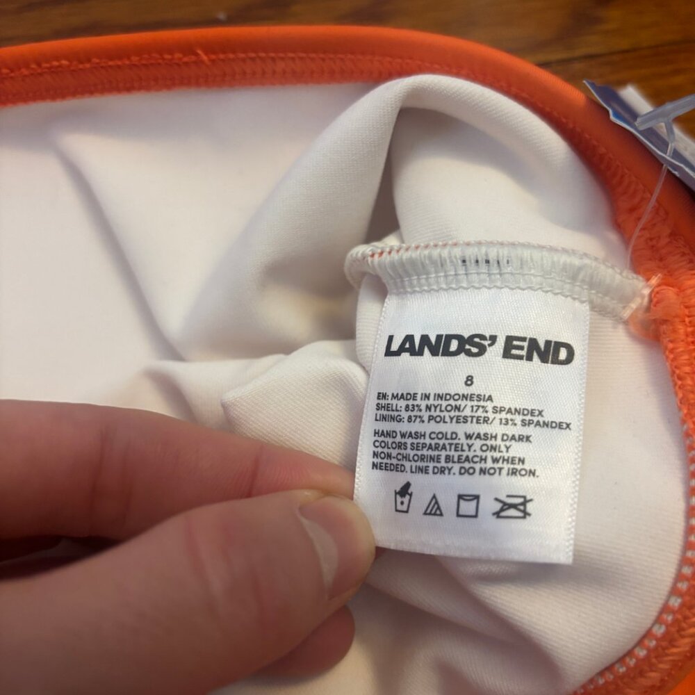 Land's End Papaya Orange Swim Skirt (8) & Tankini Top (10) Set NWT - Picture 5 of 10